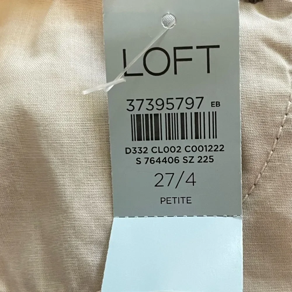 LOFT The Kick Crop High Rise Dark Gray Jeans Frayed Hem Size 4 Petite